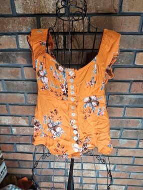 Free people close to you orange floral top